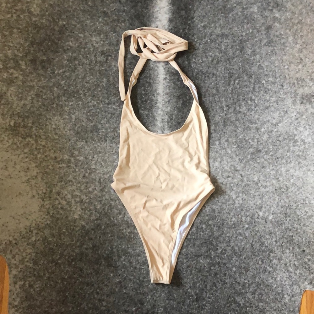 Beige High-waist Multi-way swimsuit